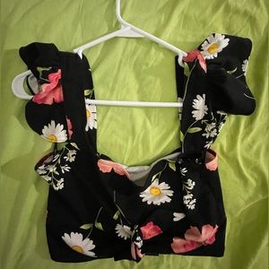 Forever 21 pink floral crop top medium